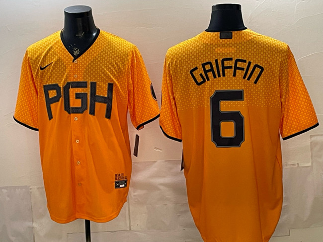 Men's Pittsburgh Pirates #6 Konnor Griffin Gold City Connect Stitched Jersey
